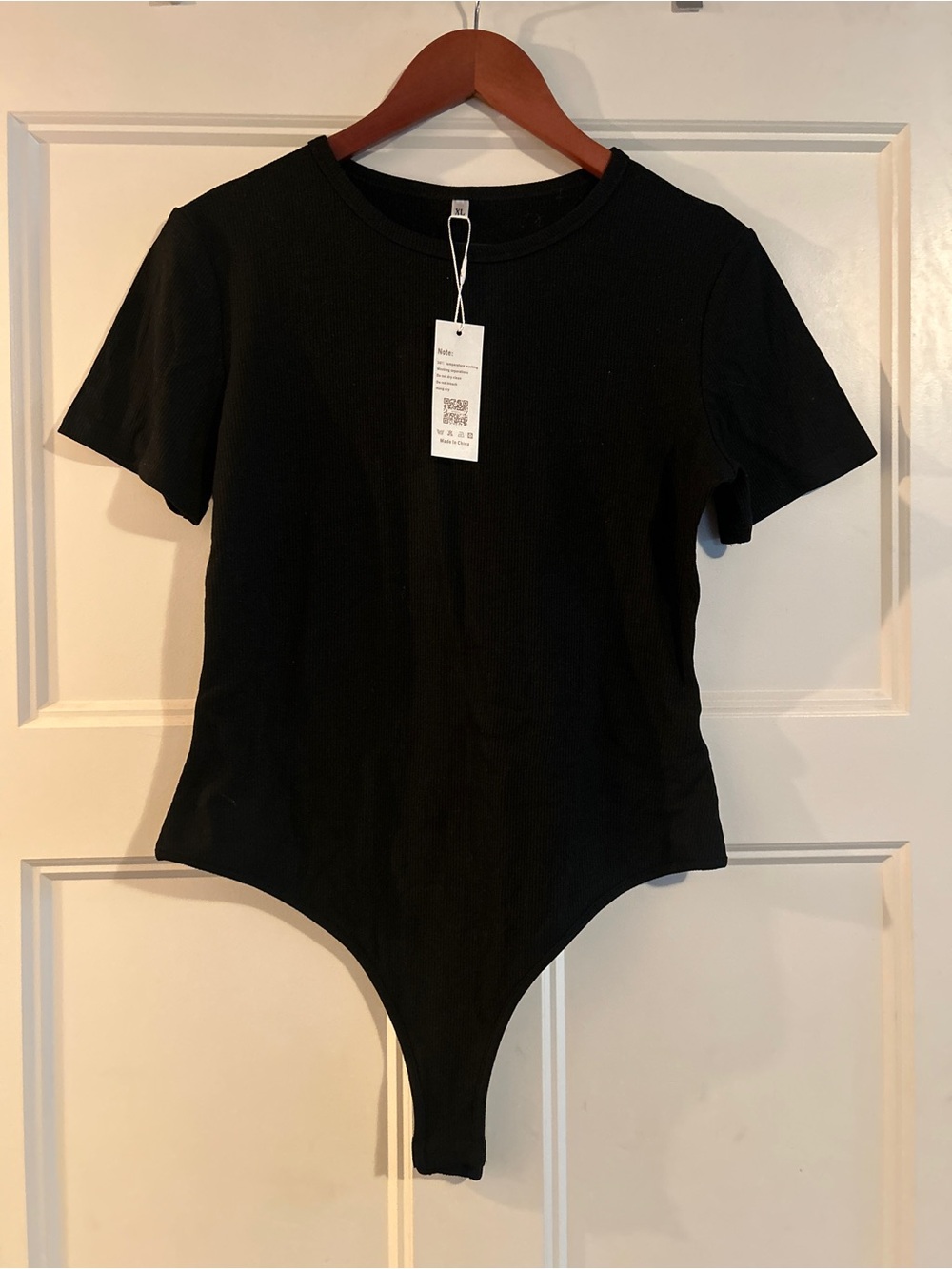 Black Short-Sleeve Ribbed One-Piece Bodysuit